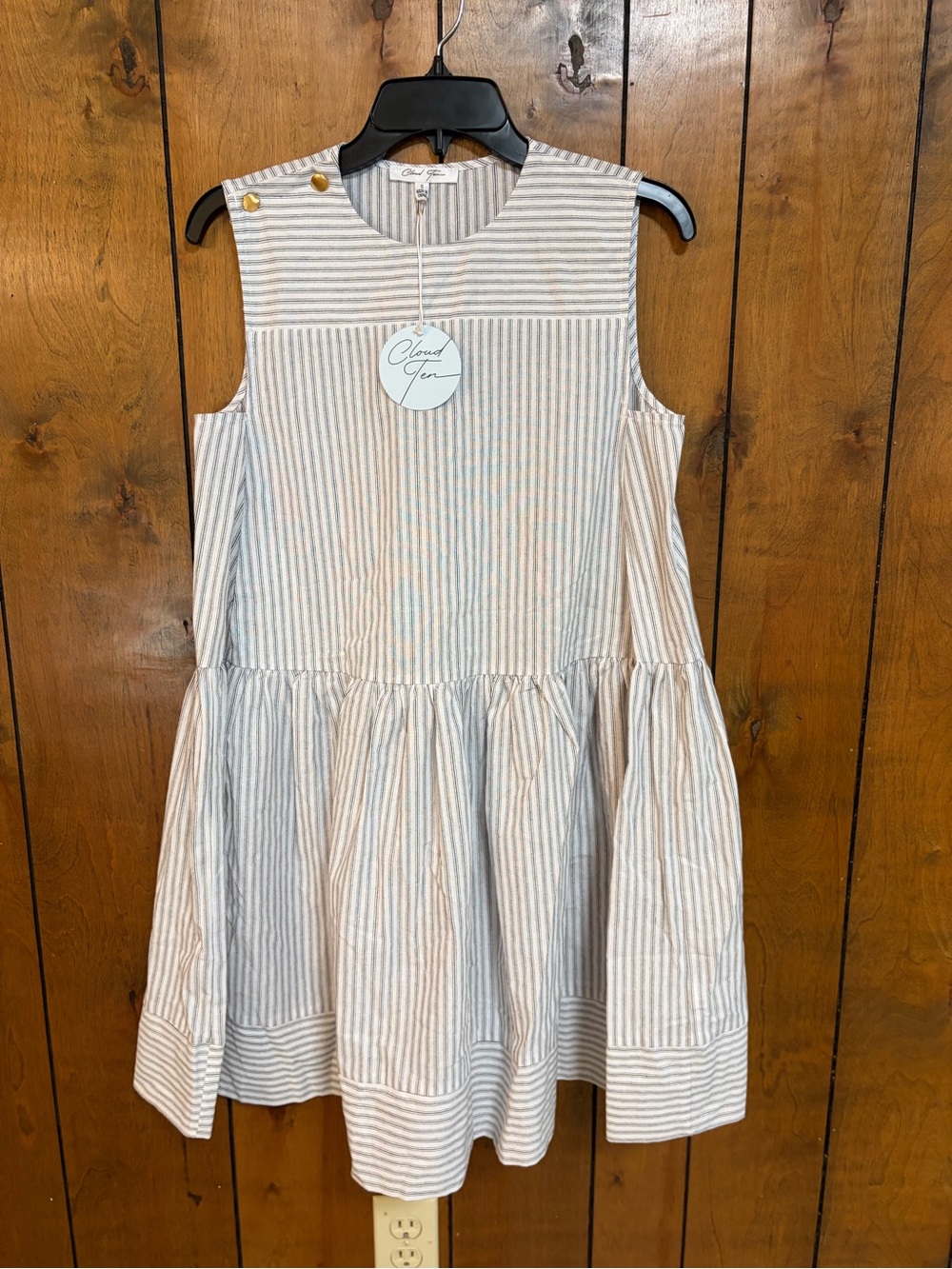 Cloud Ten Sleeveless Blue & White Striped Midi Dress